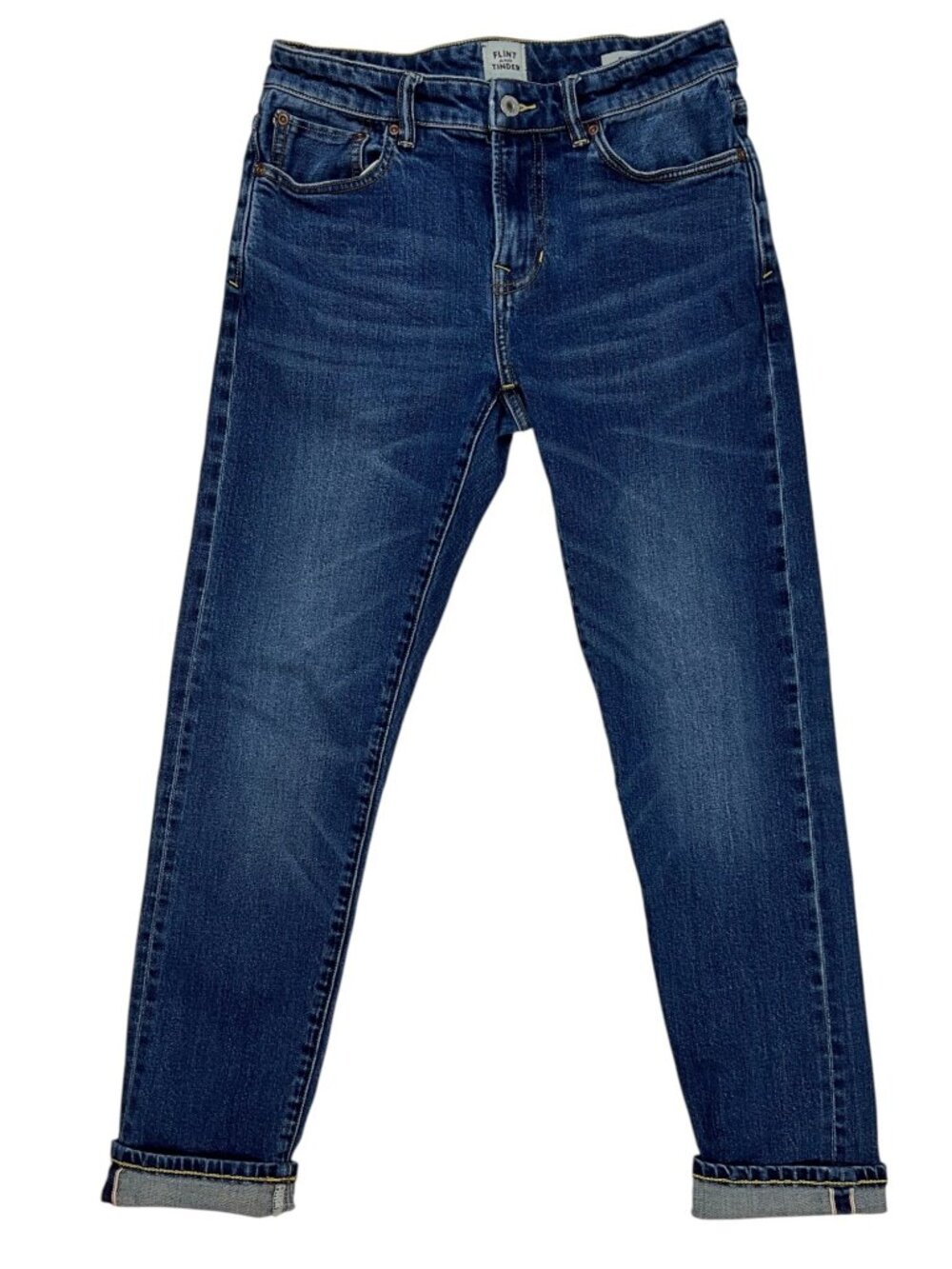 Flint And Tinder Slim Fit Selvage Jean Dark Wash 28 Blue Zip Fly
